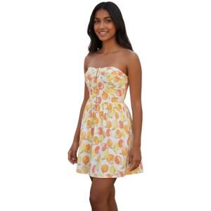 Miss Selfridge Poplin Corset Strapless Mini Dress Citrus Fruit 8